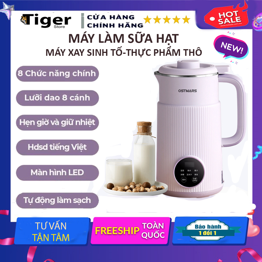 Máy Làm Sữa Hạt Đa Năng Ostmars Công Suất 600W Dung Tích 800Ml, Máy Nấu Sữa Hạt Cao Cấp Hẹn Giờ Thông Minh