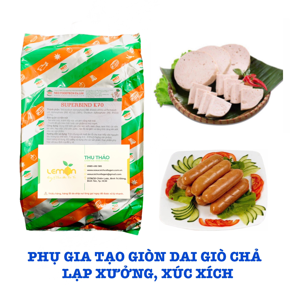 Bột giòn dai Superbind K70 Đức tạo kết dính, giòn dai, chuyên dùng cho giò chả, lạp xưởng, cá viên, xúc xích