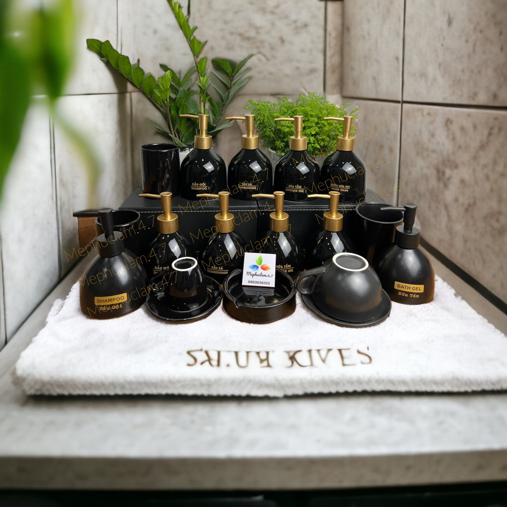 Bình gốm sứ đựng dầu gội,sữa tắm,nước rửa tay,cốc,gạt tàn,.. dáng chuông cho khách sạn, resort, homestay Mephuclam.4.7