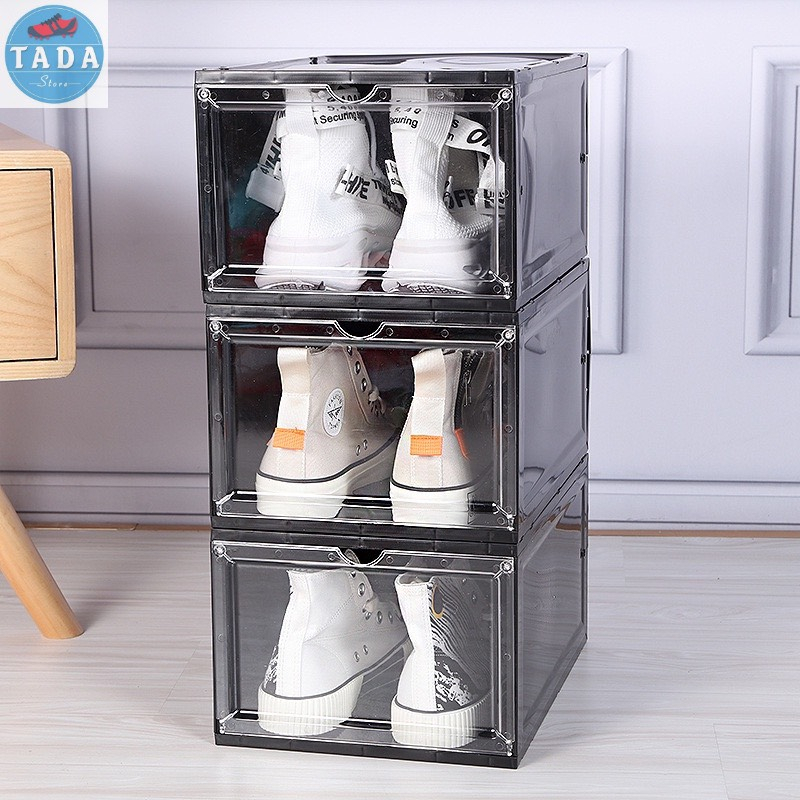 Hộp Đựng Giày Dép Nhựa Cứng Cửa Nam Châm Hộp Giày Xịn Trong Suốt Cao Cấp, Kệ Để Giày, Tủ Giày Bền Đẹp Tiện Lợi