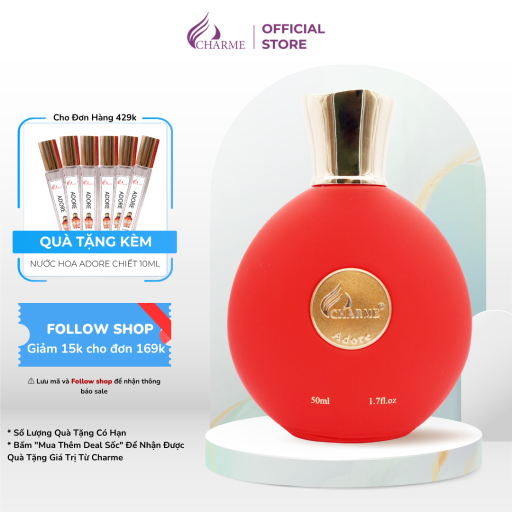 Nước hoa nữ chính hãng, Charme Adore, lưu hương lâu, hương hoa cỏ, tôn vinh nét đẹp phụ nữ hiện đại, 50ml