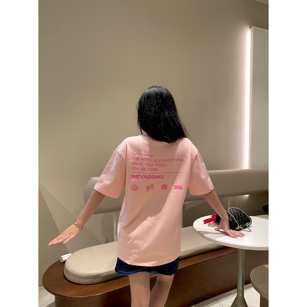 Áo Thun Oversize Local Brand NEVASOME Pinky Hồng Dâu Cotton Tay Lỡ Form Rộng Nam Nữ
