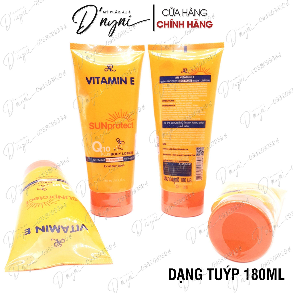 Kem Dưỡng Trắng Chống Nắng Toàn Thân Vitamin E AR SUN Protect Q10 Plus Body Cream 200g Thái Lan