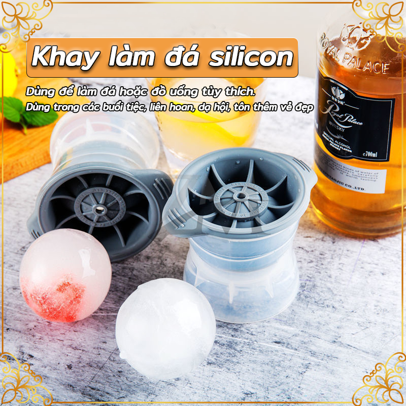 Khuôn Làm Đá Viên Silicone,Khuôn Silicon làm đá viên,Hình Viên Bi Tròn 6cm,An Toàn Tiện Lợi Cao Cấp