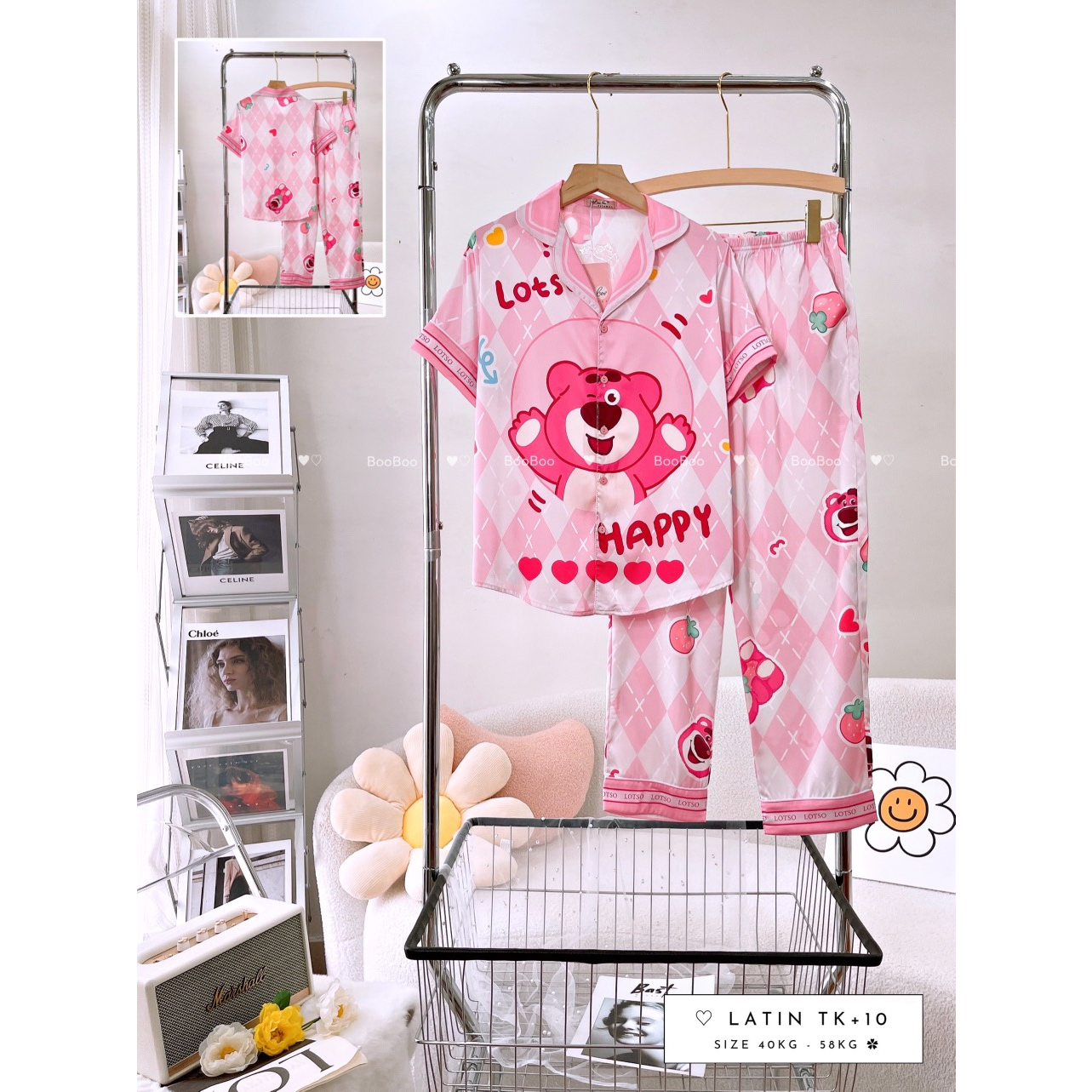 Đồ Mặc Nhà Pijama Lụa Latin Tay ngắn quần dài 40-60kg - HÀNG THIẾT KẾ CAO CẤP BOO
