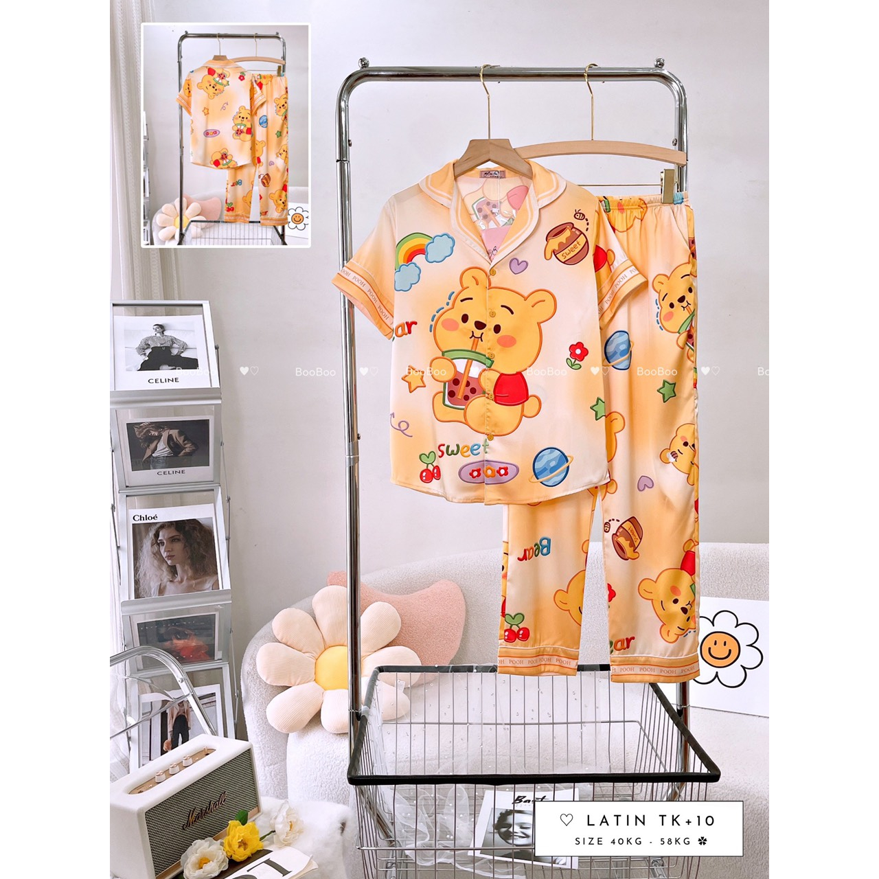 Đồ Mặc Nhà Pijama Lụa Latin Tay ngắn quần dài 40-60kg - HÀNG THIẾT KẾ CAO CẤP BOO