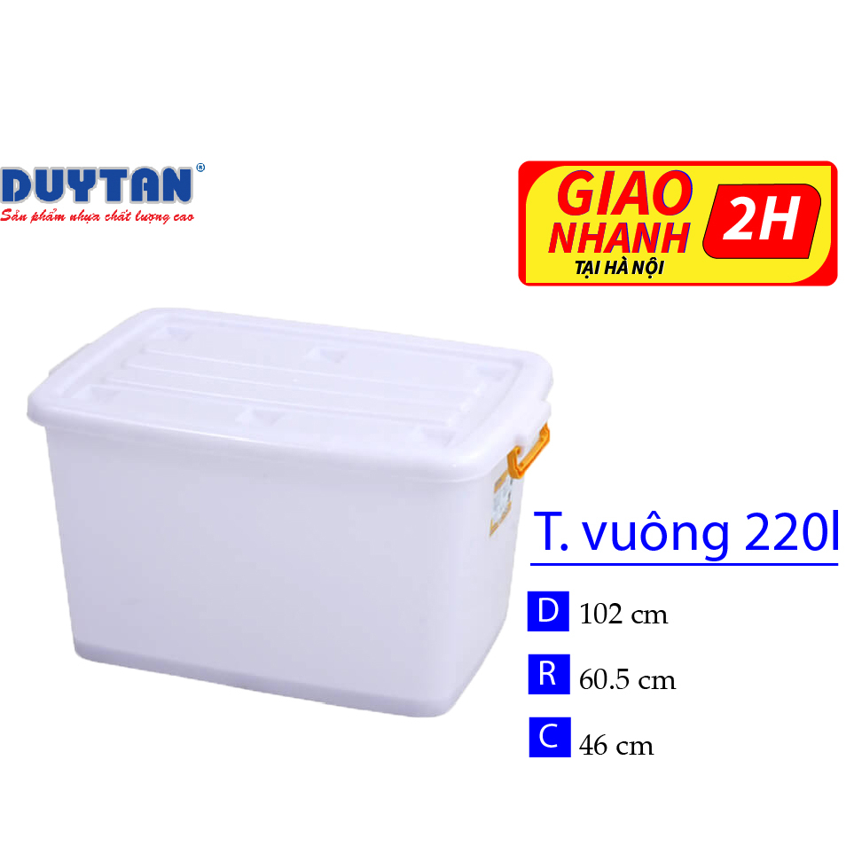 Thùng vuông 220l của Duy Tân (Nhựa Đục - Dẻo Dai)