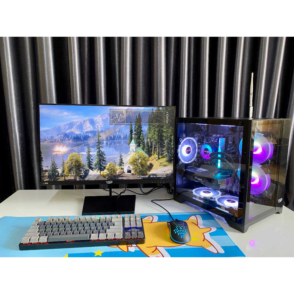Full bộ pc gaming bể cá X2 mini max setting liên minh, dột kích, csgo, fifa .. I5 / 16G/ 256G/ 1050ti / màn 24" 75hz