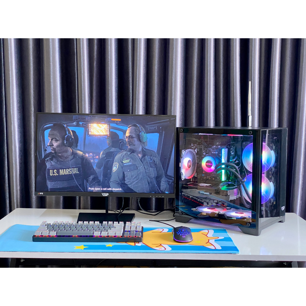 Full bộ pc gaming bể cá X2 mini max setting liên minh, dột kích, csgo, fifa .. I5 / 16G/ 256G/ 1050ti / màn 24" 75hz