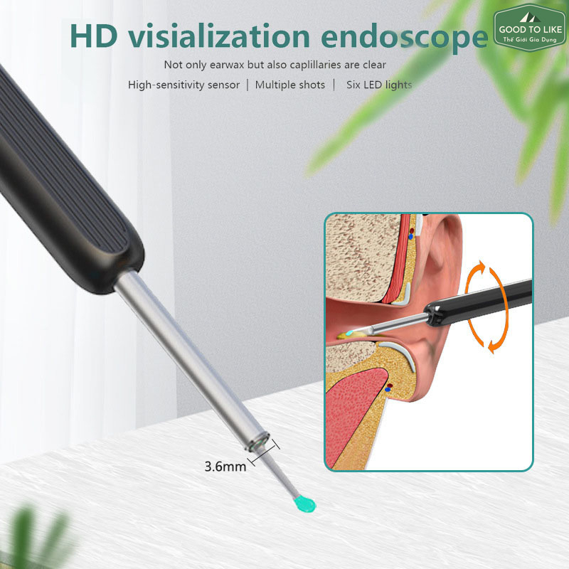 Dụng Cụ Lấy Ráy Tai Thông Minh Cao Cấp Có Camera,Đồ Lấy Ráy Tai Thông Minh Cho Bé Và Người Lớn An Toàn,Nhỏ Gọn,Tiện Lợi