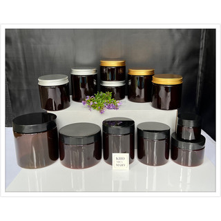 Hủ nâu nắp vàng / bạc chiết kem - lọ hủ nhựa màu nâu chiết mỹ phẩm 100g / 200g / 250g đựng thực phẩm