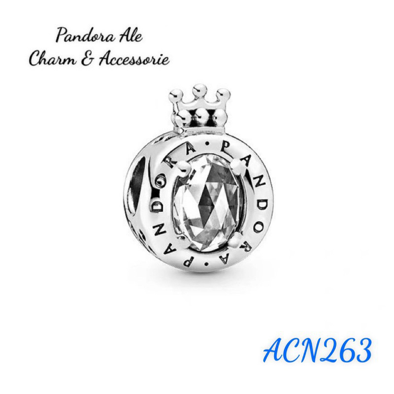 CHARM PAN ALE VƯƠNG MIỆN ĐÍNH ĐÁ TRẮNG LỚN BẠC S925