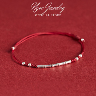  Lắc Tay Dây Chỉ Đỏ May Mắn Kết Hợp Charm Bạc S925 Hình Ống Trúc Có Thể Điều Chỉnh Độ Dài 