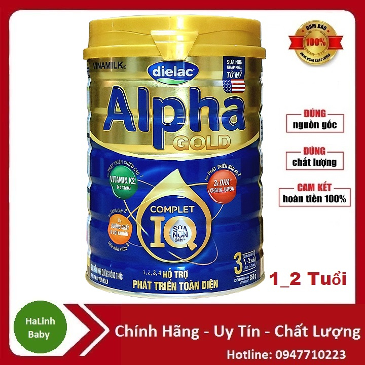 Sữa Dielac Alpha IQ Gold 3 Sữa Non (850g)