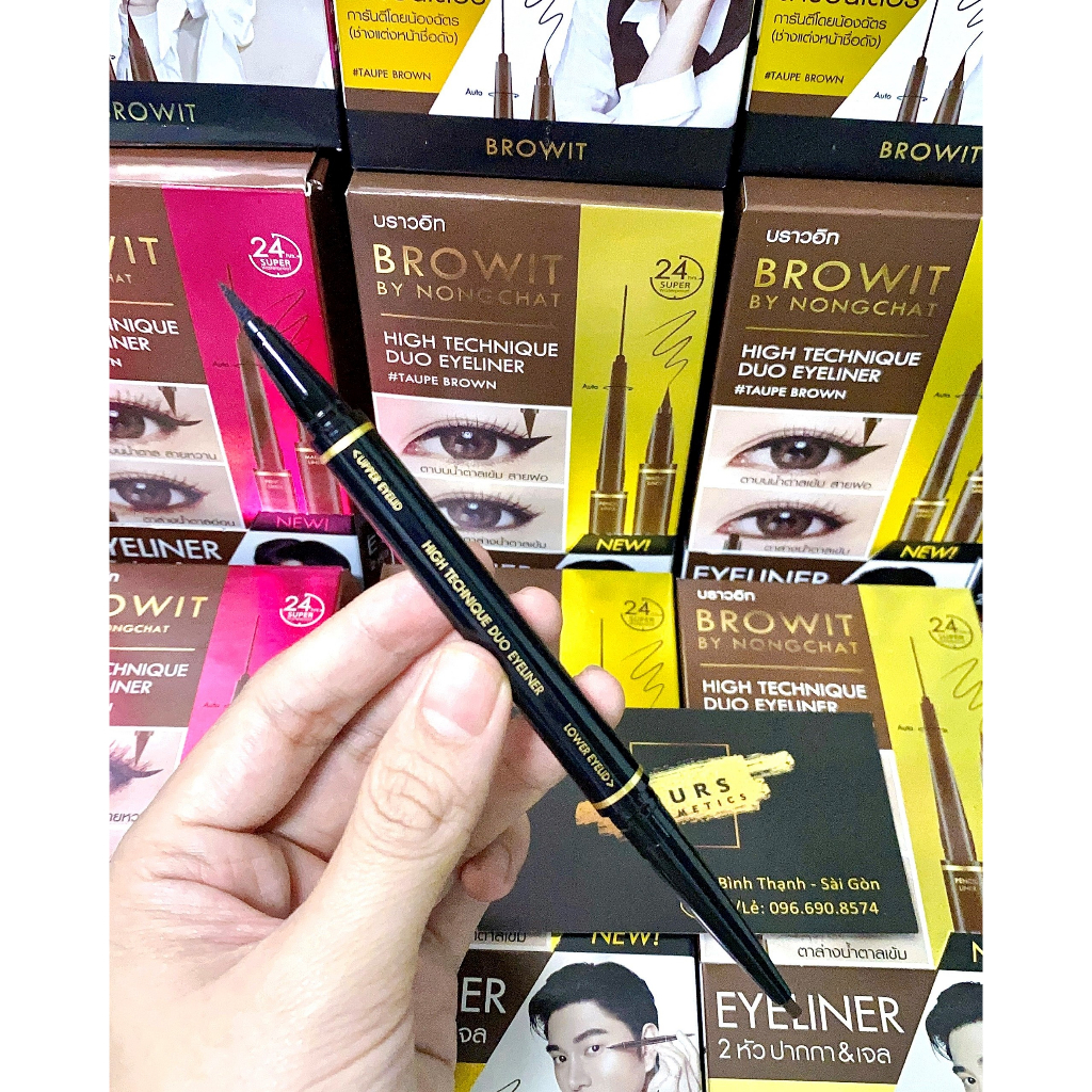 Bút kẻ mắt Browit By Nongchat High Technique Duo Eyeliner 0,45ml +0,08g - Bút kẻ dạ Nongchat, không lem, không trôi.