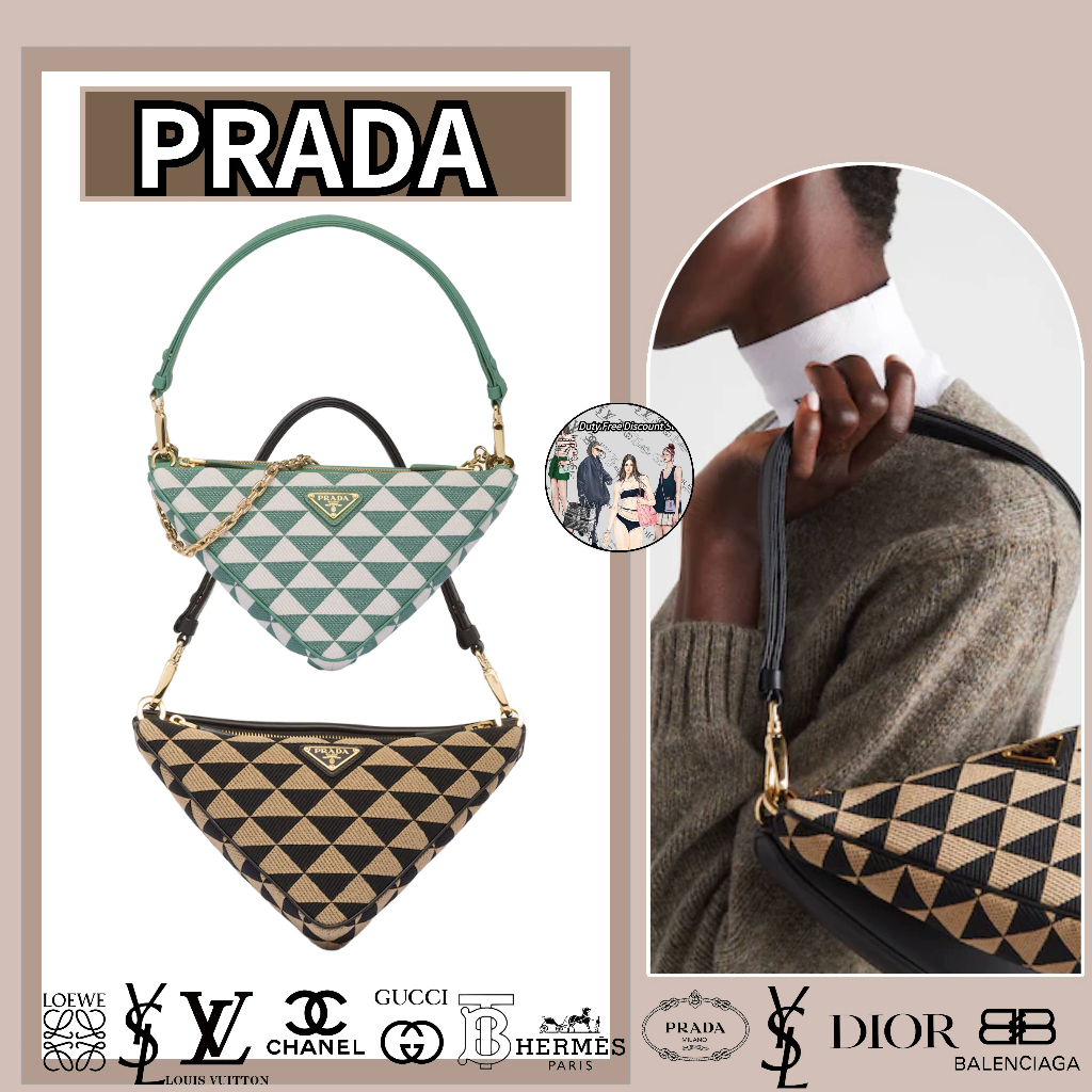 hàng hiệu Prada Symbole Túi mini bằng da và vải/Túi nữ/Túi đeo vai/Sản phẩm giảm giá miễn thuế