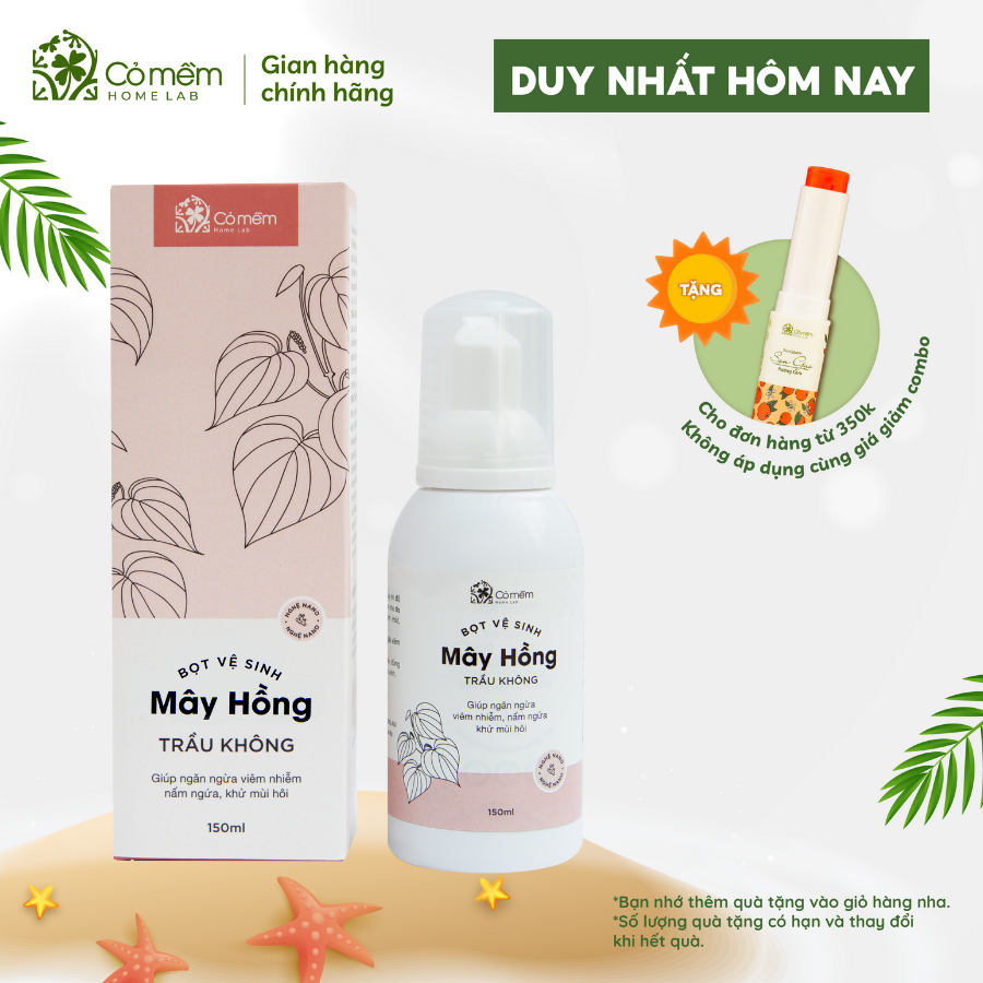 Bọt Vệ Sinh Phụ Nữ Mây Hồng Tinh Chất Trầu Không Cỏ Mềm 150ml