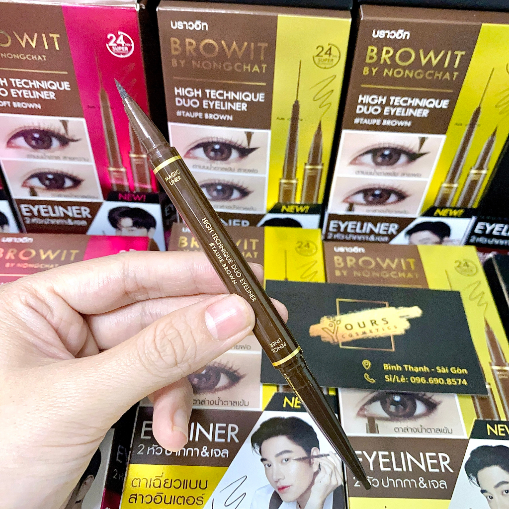 Bút kẻ mắt Browit By Nongchat High Technique Duo Eyeliner 0,45ml +0,08g - Bút kẻ dạ Nongchat, không lem, không trôi.