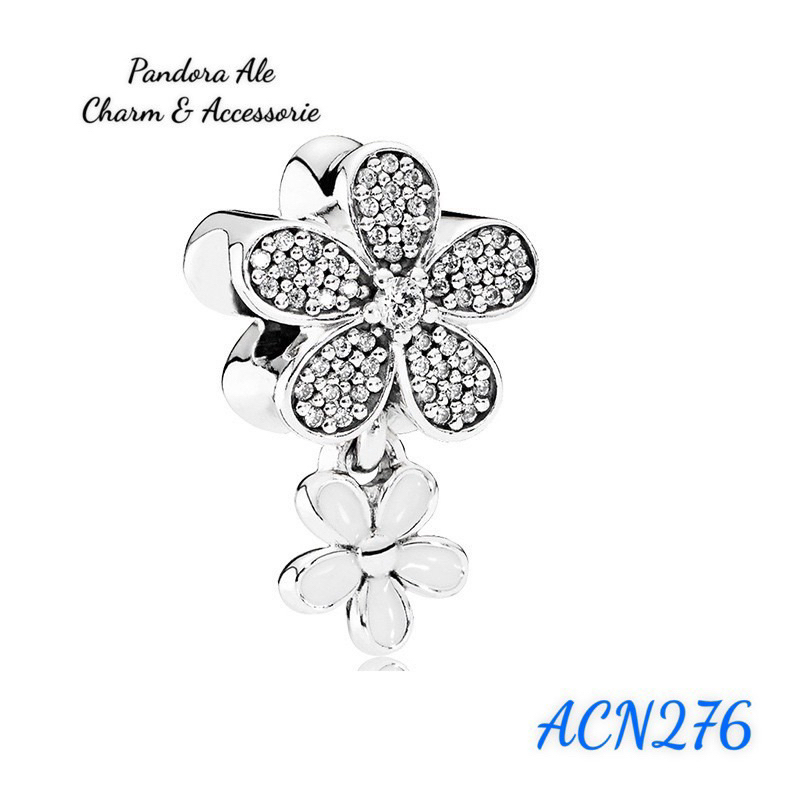 CHARM PAN ALE HOA 5 CÁNH LỚN NHỎ BẠC S924