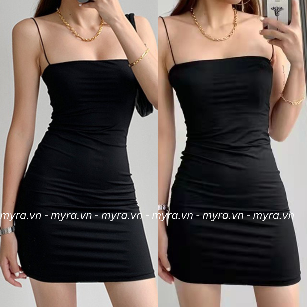 Váy 2 dây ôm body dáng ngắn myra