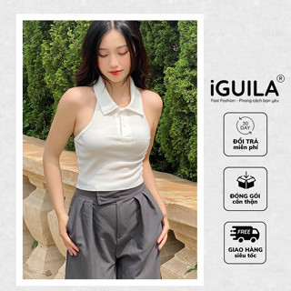 Áo ba lỗ nữ, Áo croptop nữ cổ Polo sát nách kiểu ôm body sexy tank top vải thun co giãn, mặc đi chơi, đi biển CRT67