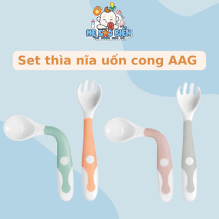 Set thìa nĩa tập ăn uốn cong AAG 329