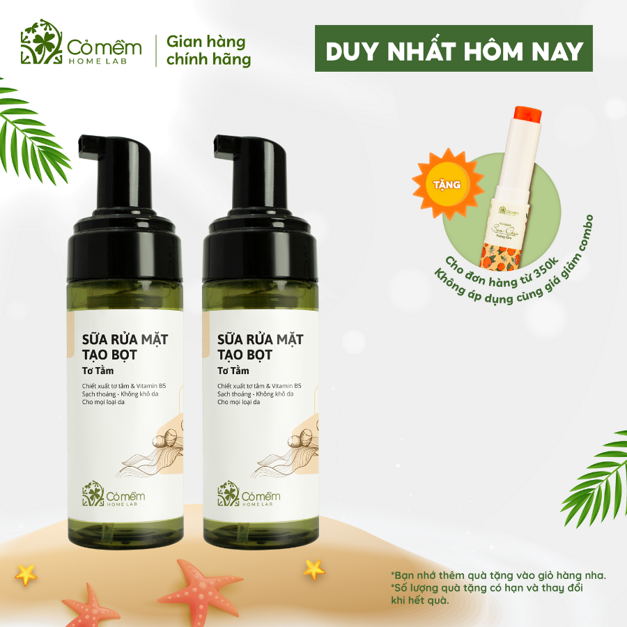 Bộ 2 Chai Sữa Rửa Mặt Tạo Bọt Sạch Sâu Không Khô Da Dành Cho Da Dầu Khô Thường Cỏ Mềm 300ml
