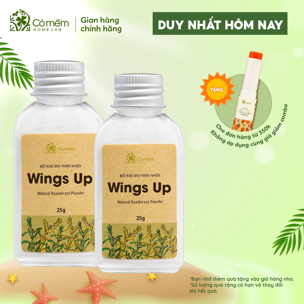 Combo 2 Bột Khử Mùi Wings Up Khử Mùi Hôi Chân Hôi Nách Giảm Tiết Mồ Hôi Hôi Cỏ Mềm 25g