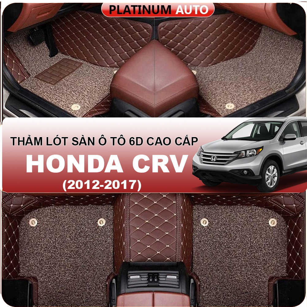 Thảm lót sàn ô tô 6D Honda Crv (2012-2017) - Da PU cao cấp, Không mùi, Giảm 20% tiếng ồn