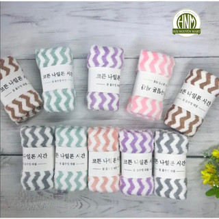 Khăn mặt lông cừu xuất hàn vân kẻ sọc - hải nguyên mart