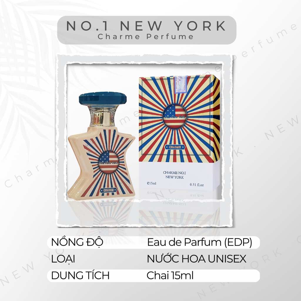 Nước Hoa Nam Charme No.1 New York, tinh tế, cuốn hút và sang trọng chai 15ml