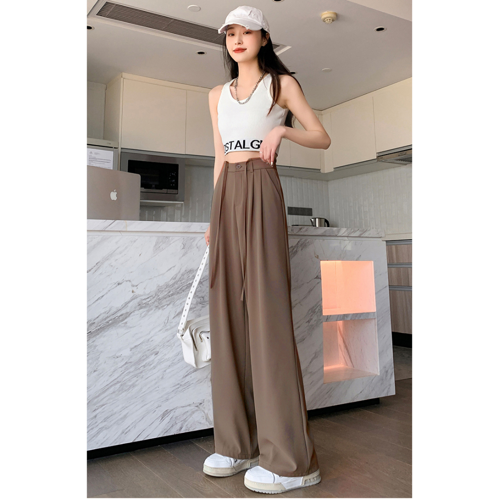 Quần Ống Rộng Nữ Dáng Dài Vải Chéo Hàn Cực Suông Mượt Màu Sang Form Đỉnh năm 2023 28