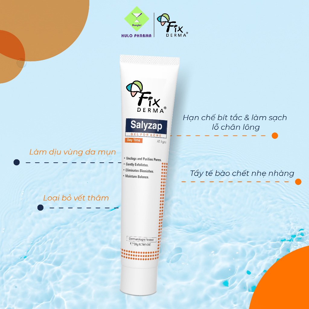 Chấm Mụn FIXDERMA Salyzap Gel For Acne Day Time Giảm Thâm Mụn, Mờ Sẹo Dành Cho Ban Ngày 20g