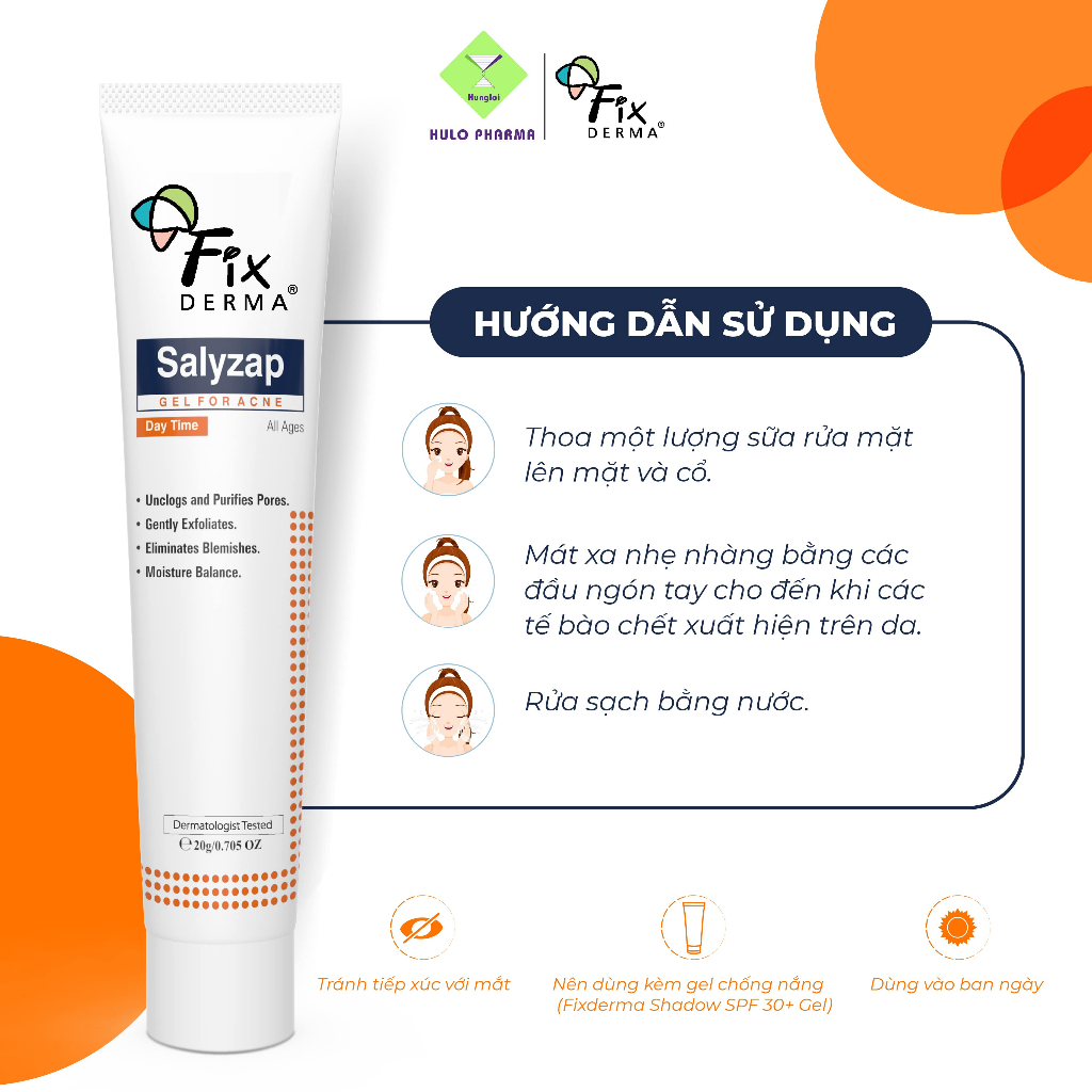 Chấm Mụn FIXDERMA Salyzap Gel For Acne Day Time Giảm Thâm Mụn, Mờ Sẹo Dành Cho Ban Ngày 20g
