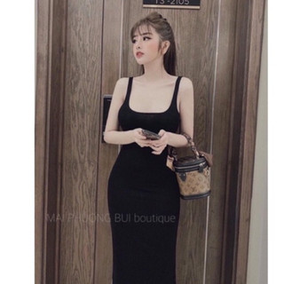 Free Ship_Đầm body form A ba lỗ chất thun thái dày đẹp_Kèm Video