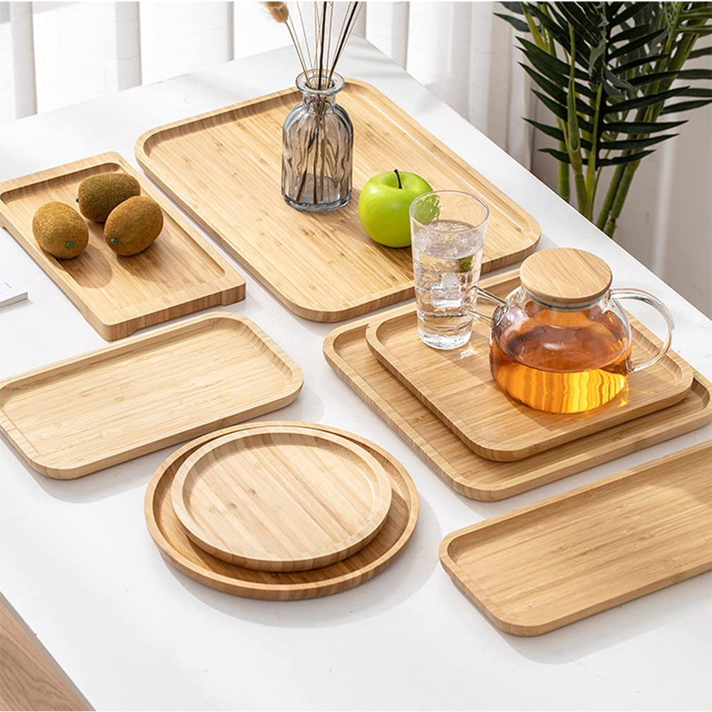 Khay gỗ tre đựng đồ ăn, uống trà, đựng bánh và decor [CAZABO]