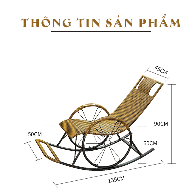 Ghế bập bênh thư giãn mẫu xích lô khung sắt chắc chắn bảo hành 2 năm, ghế lười, ghế mây nhựa, ghế ngoài trời sân vườn