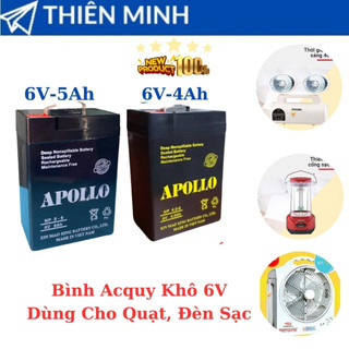 Bình Ắc Quy Khô Apolo 6V-5Ah, 6V-4Ah
