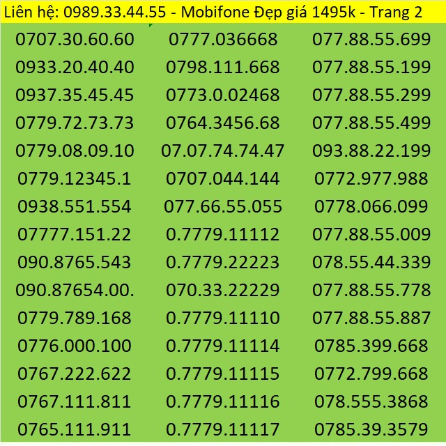 Sim Số Đẹp Mobi Tiến lên - Sim lặp