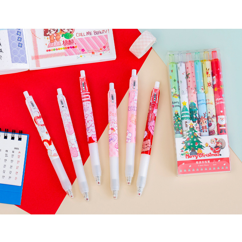Set 6 Bút Mực Gel Đen 0.5mm hoạt hình cute dễ thương văn phòng phẩm SAMYBABYY