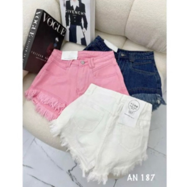 QUẦN SOOC JEANS TUA RUA GẤU CẠP CAO NHIỀU MÀU MS23556