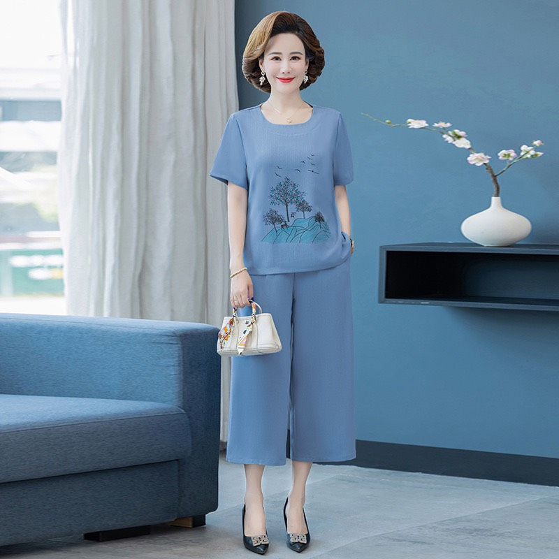 Bộ trung niên ống suông cao cấp, bộ đồ tặng mẹ chất liệu vải mềm mại, Kiểu dáng sang trọng Hàng full size tới 75kg