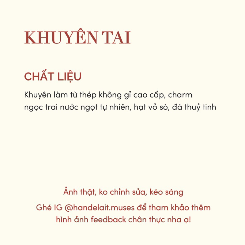 Khuyên Tai Handelait Thép Không Gỉ 304 Mặt Vỏ Sò