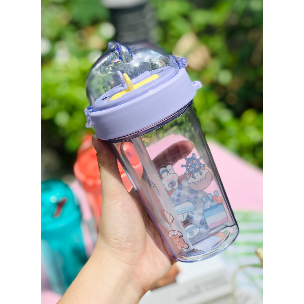 Bình nước trẻ em 2 ngăn sáng tạo nhựa PP 420ml