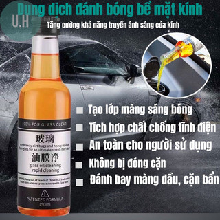 Nước rửa kính ô tô chuyên dụng UHERO CRK-01 tẩy sạch màng dầu, ố kính tạo hiệu ứng sáng bóng trong suốt full HD