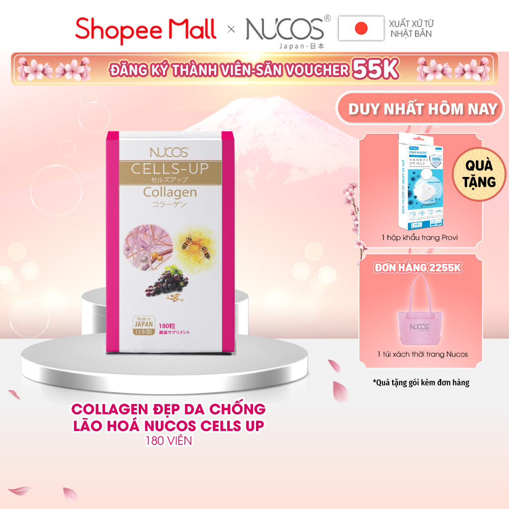 Viên uống collagen đẹp da chống lão hoá Nucos Cells Up 180 viên