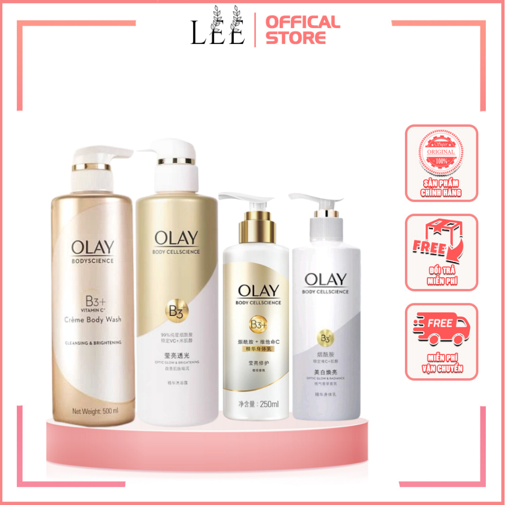 Sữa Tắm + Sữa Dưỡng Thể OLAY B3+ Siêu Dưỡng Trắng Da, Cấp Ẩm Và Đàn Hồi Cho Da - Chai 500ml