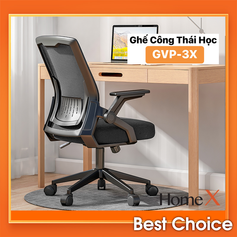 【HomeX-3X Bảo hành 12 tháng】Ghế Văn Phòng Chân Xoay , Làm Việc GVP-3X Siêu Tiện ích Công Thái Học