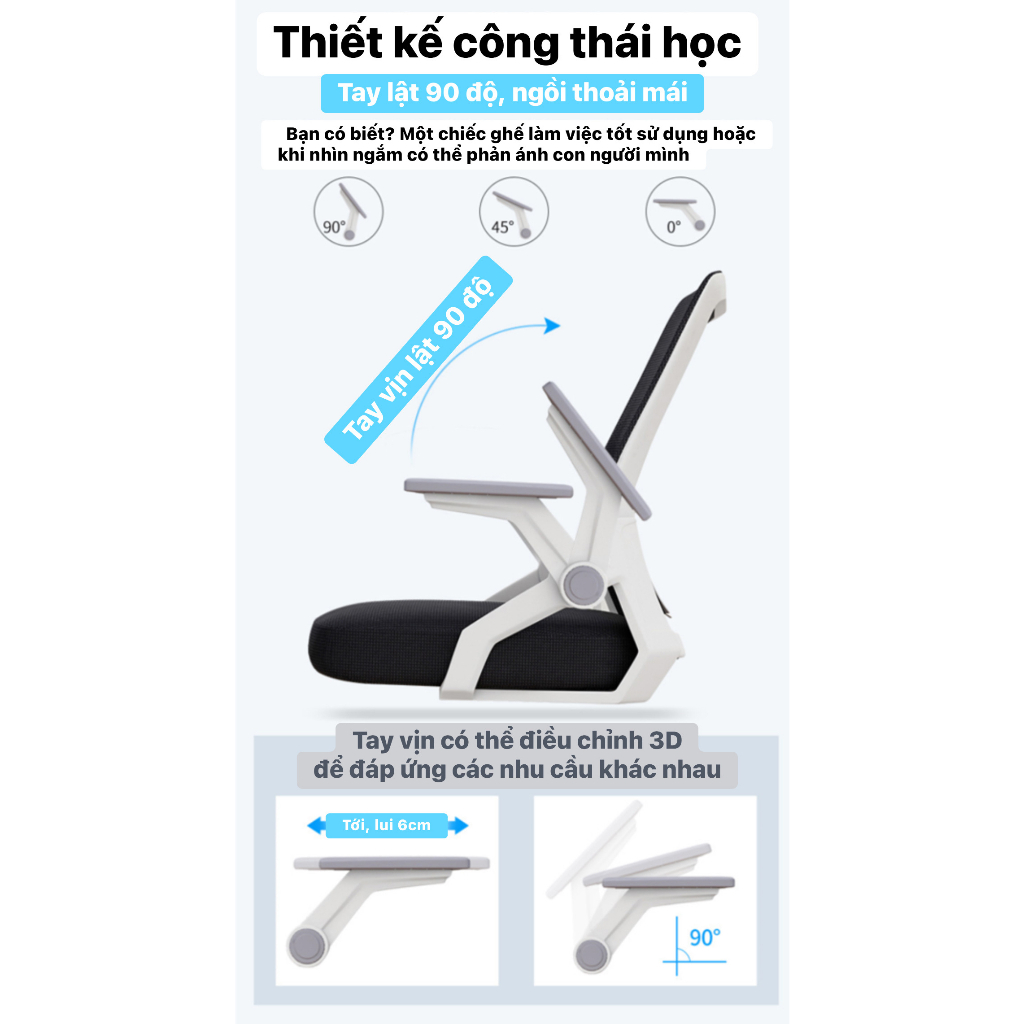 Ghế Văn Phòng Chân Xoay , Làm Việc GVP-3X Siêu Tiện ích Công Thái Học