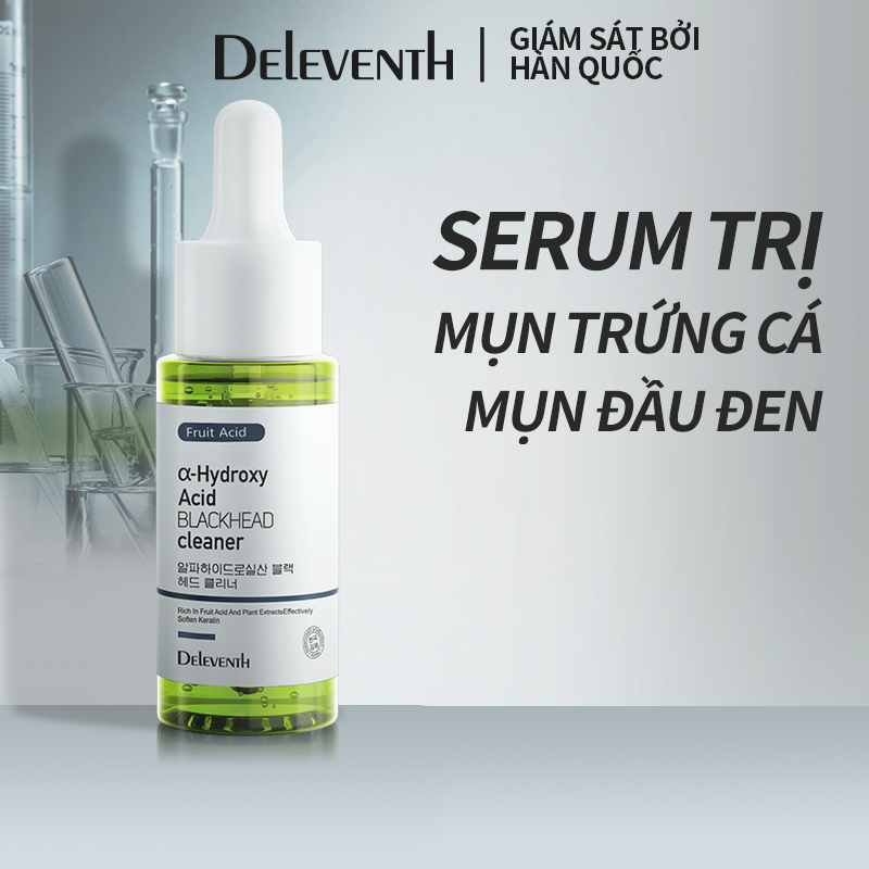 Hàn Quốc DELEVENTH Fruit Acid Shrink Serum Loại bỏ mụn đầu đen Làm sạch lỗ chân lông tắc nghẽn Serum mụn đầu đen 30ml